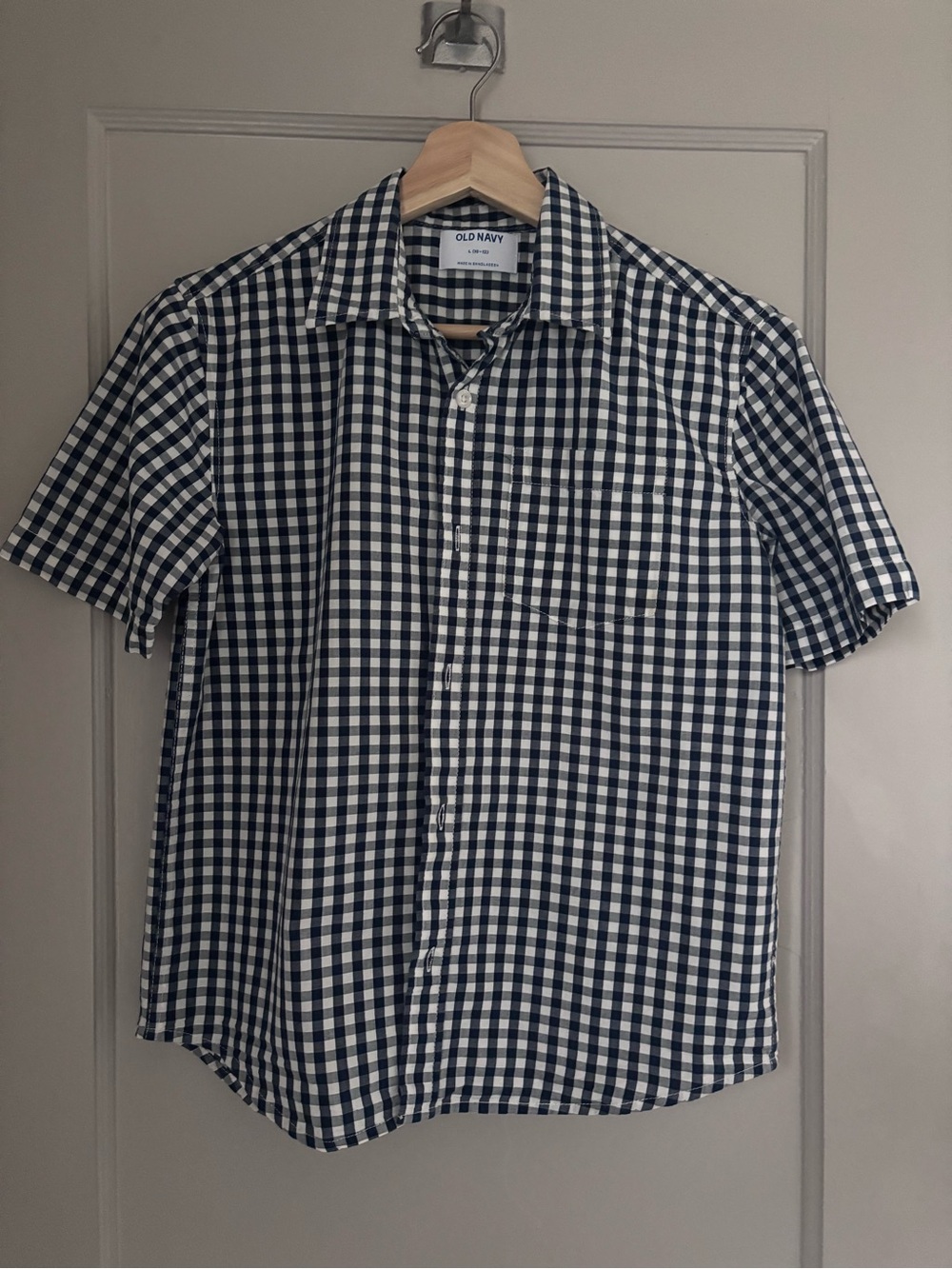 Old Navy Kids Short-Sleeve Navy 100% Cotton Button-Up Shirt